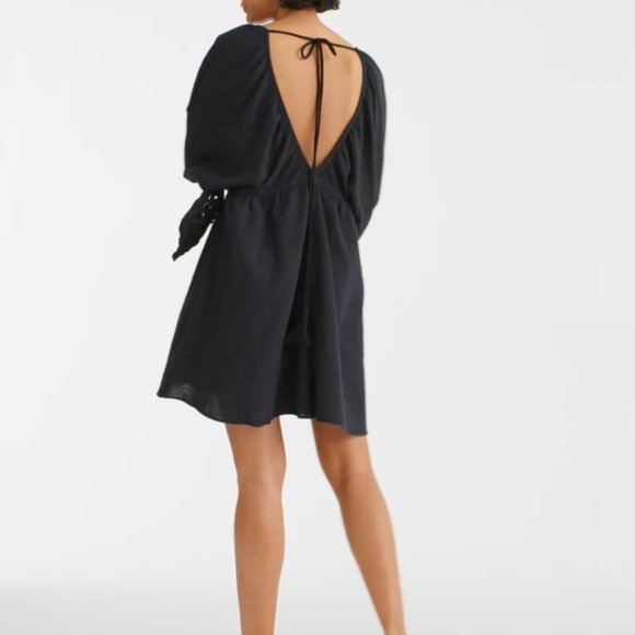 Balloon Sleeved Dress - Black - Picture 3 of 4